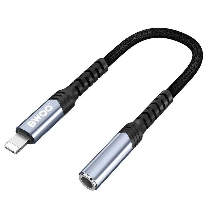 Adaptor audio Lightning tata - JACK 3.5 mm mama 10cm negru BWOO BO-BZ48