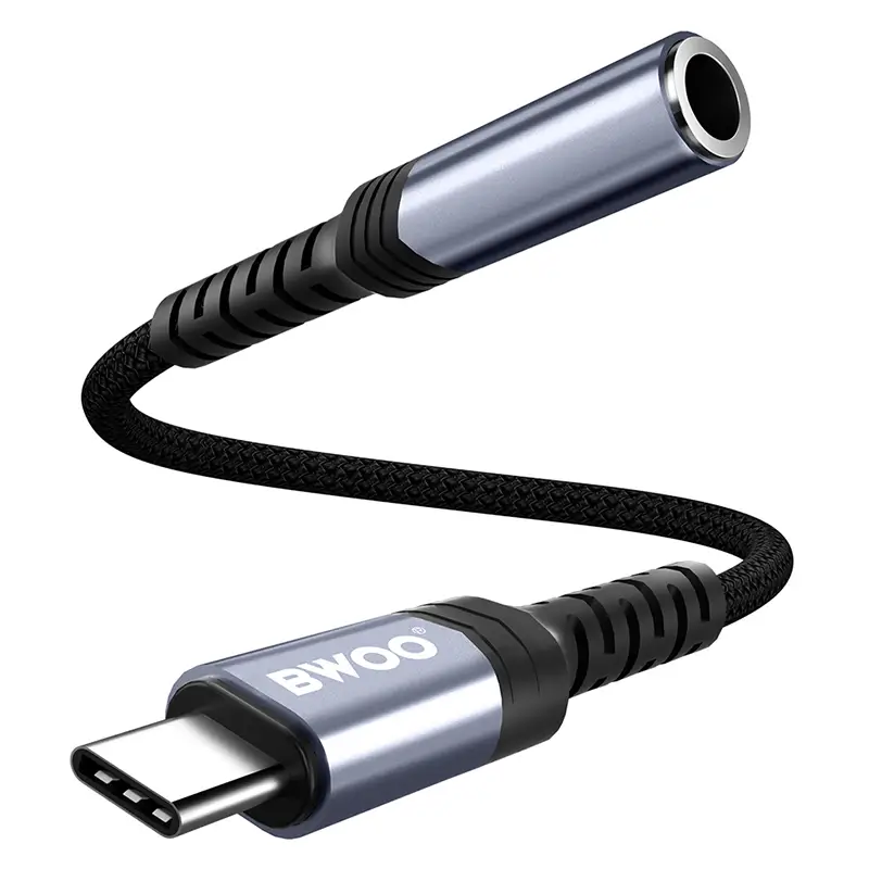Adaptor Audio Usb C Tata Jack 35 Mm Mama 10cm Negru Bwoo Bo Bz47