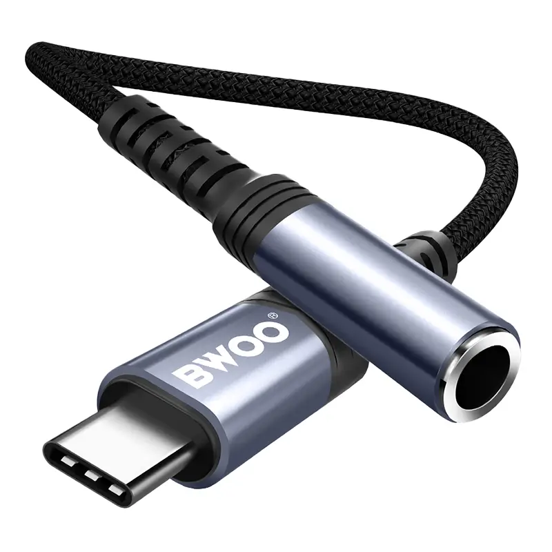 Adaptor Audio Usb C Tata Jack 35 Mm Mama 10cm Negru Bwoo Bo Bz47