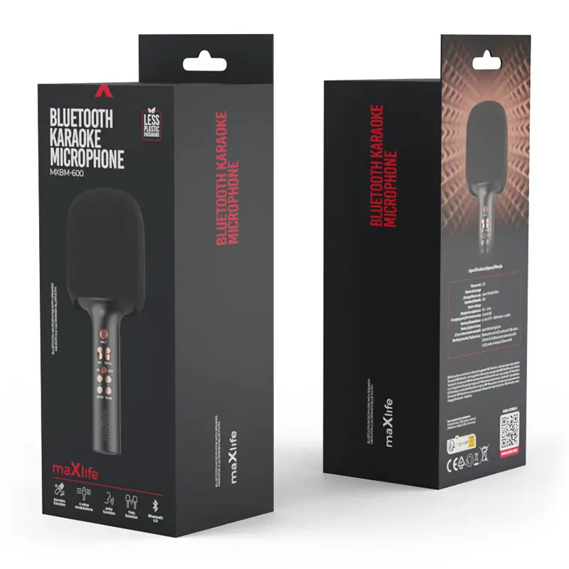 Bluetooth Karaoke Microfon Cu Difuzor Incorporat Negru Maxlife Mxbm 600 Oem0200495