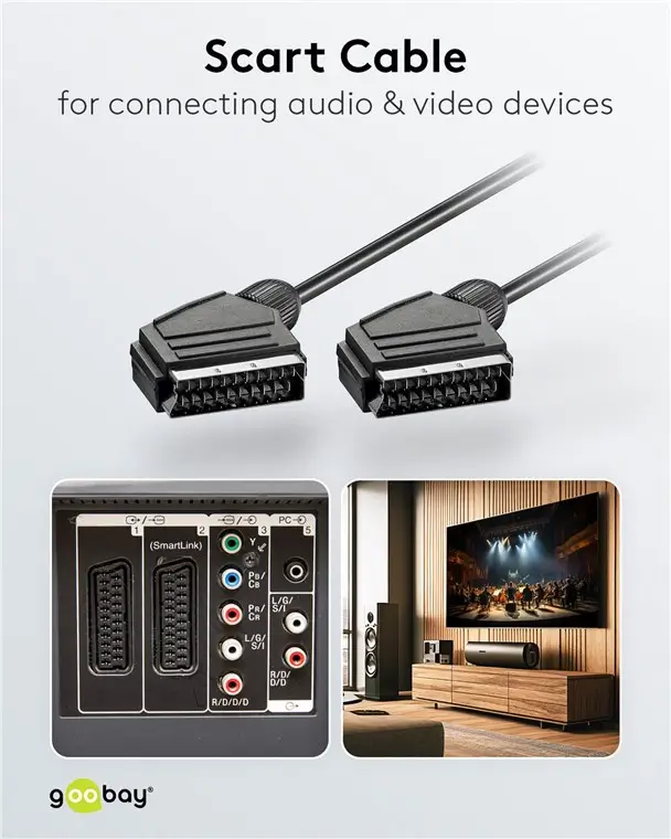 Cablu Euro Scart 21 Pini Euro Scart 21 Pini 15m Goobay 11702