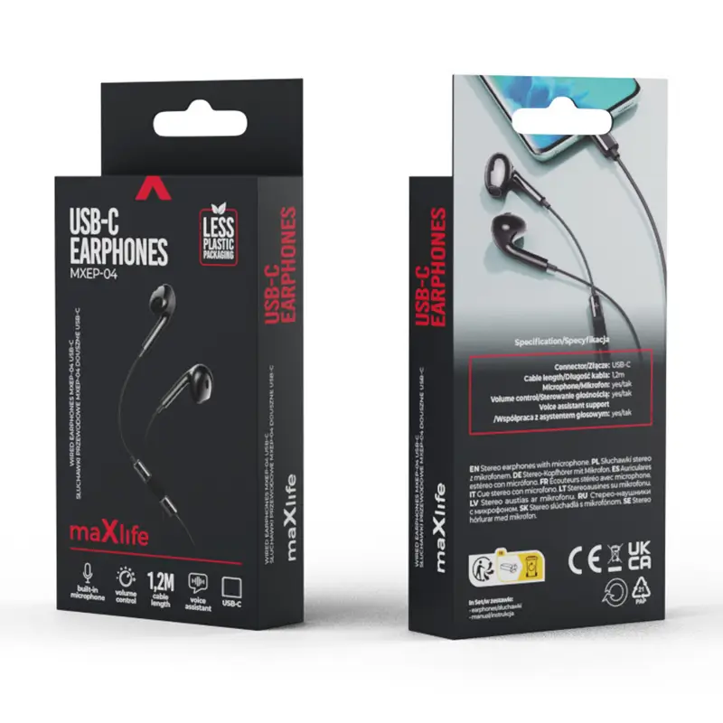 Casti Stereo Si Microfon Usb C 12m Negru Maxlife Mxep 04
