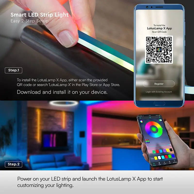 Kit Banda Led Neonflex Magic Rgb 5m 5vdc Ip20 Telecomanda V Tac Sku 24050