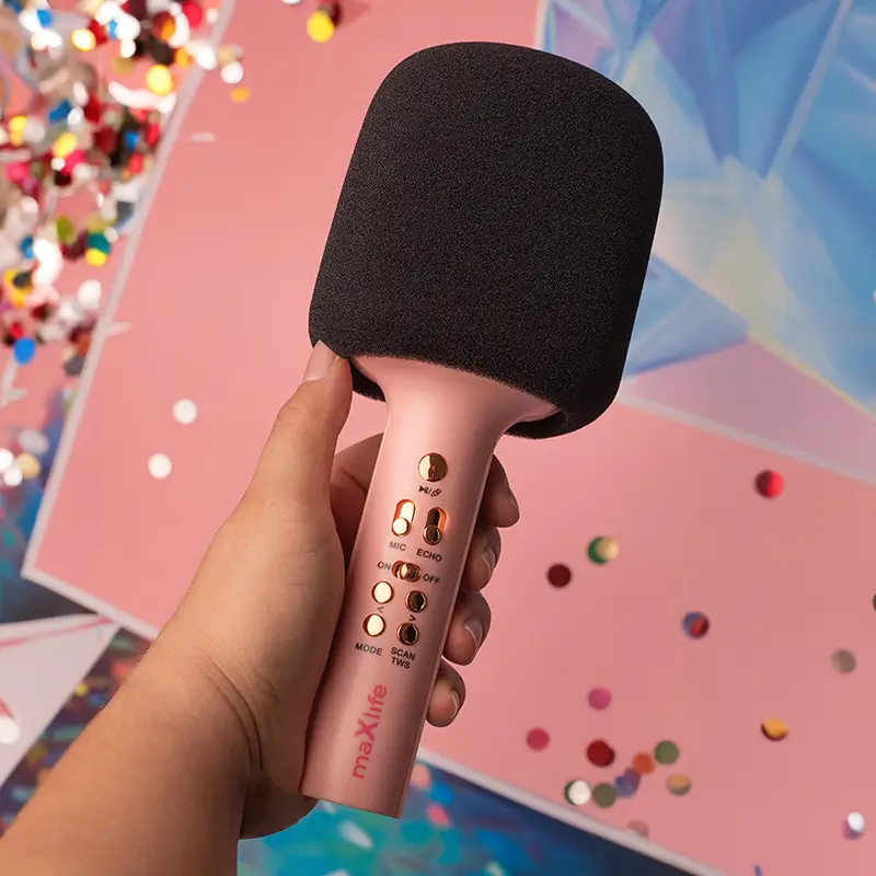Microfon Karaoke Bluetooth Cu Difuzor Incorporat Roz Maxlife Mxbm 600 Oem0200494