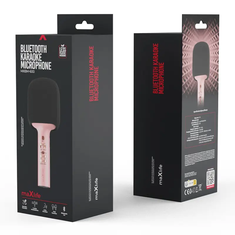 Microfon Karaoke Bluetooth Cu Difuzor Incorporat Roz Maxlife Mxbm 600 Oem0200494