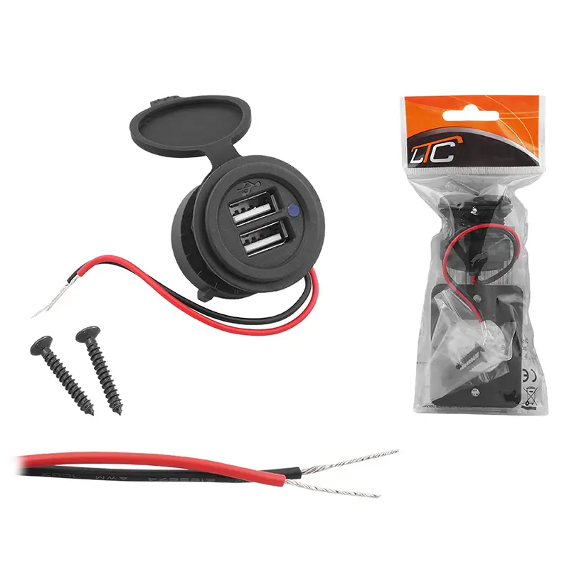 Priza Auto 12v 24v 2x Usb 5v 24a 60x45x40mm Ltc Lxg522