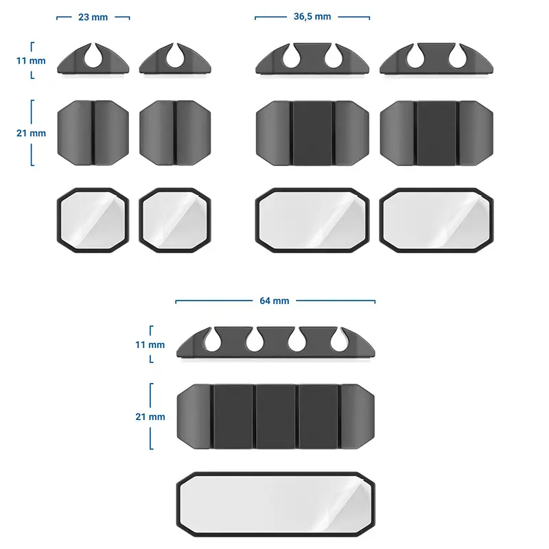 Set 5 Organizatoare Cabluri Cu Adeziv Negre Mk5540 Deleycon