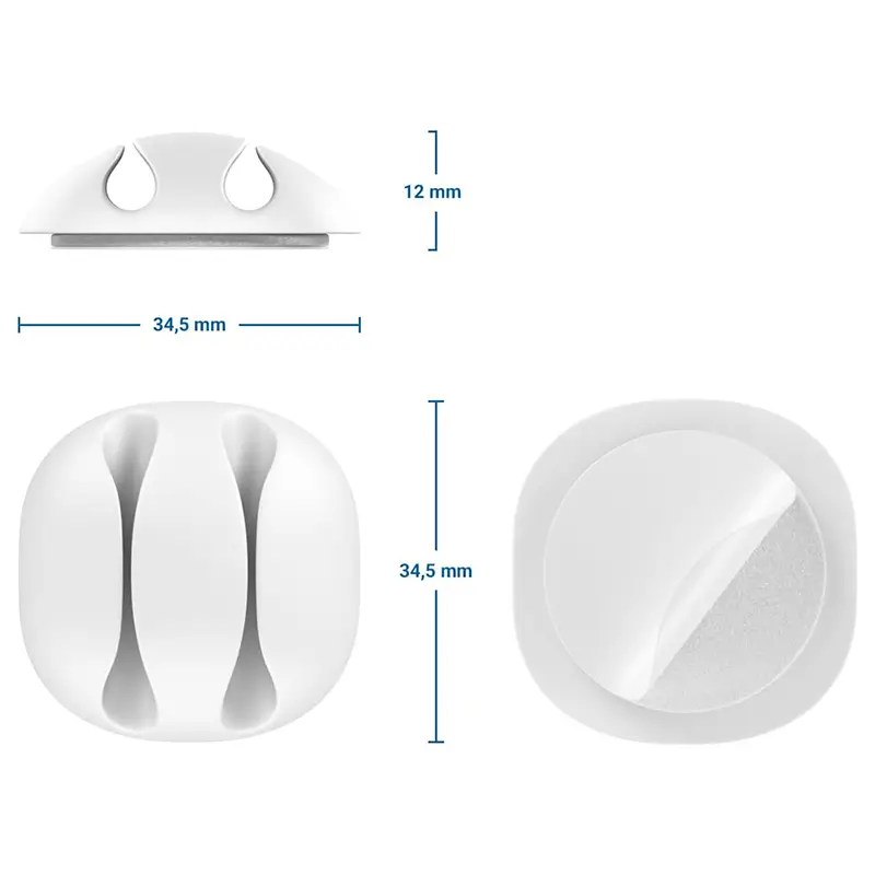 Set 6 Organizatoare Cabluri Cu Adeziv Negre Mk5542 Deleycon