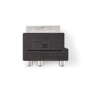 Adaptor Nedis cu comutator - SCART AV adaptor SCART tata - 3x RCA mama + S-Video mama CVGB31902BK