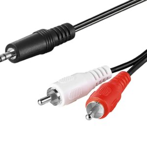Cablu RCA mufa x2 Jack 3.5mm 3 pin mufa 0.5m culoare neagra Goobay 51701