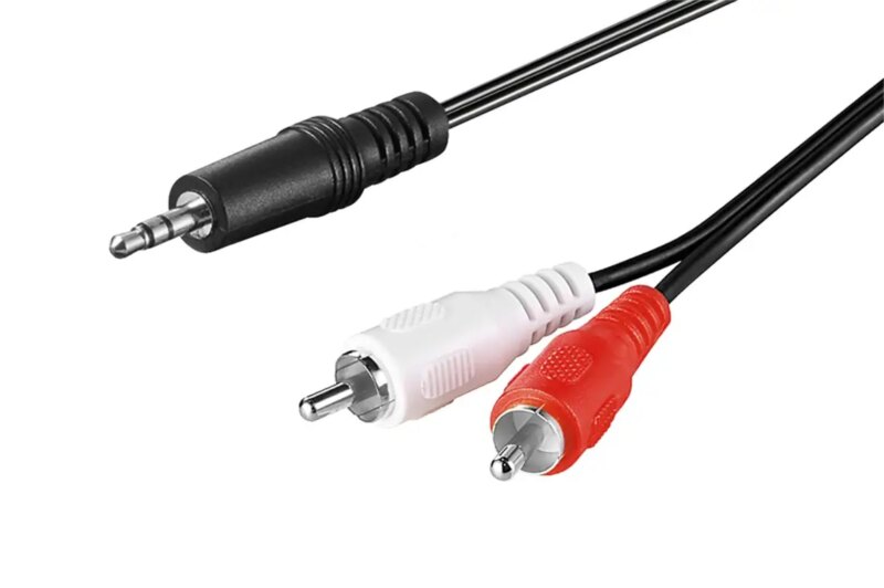Cablu RCA mufa x2 Jack 3.5mm 3 pin mufa 0.5m culoare neagra Goobay 51701