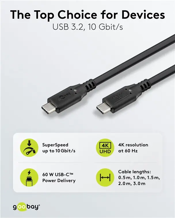 cablu usb c 32 usb c 32 2m 60w 3a 10gbit s 4k thunderbolt 3 4 goobay 74207 1