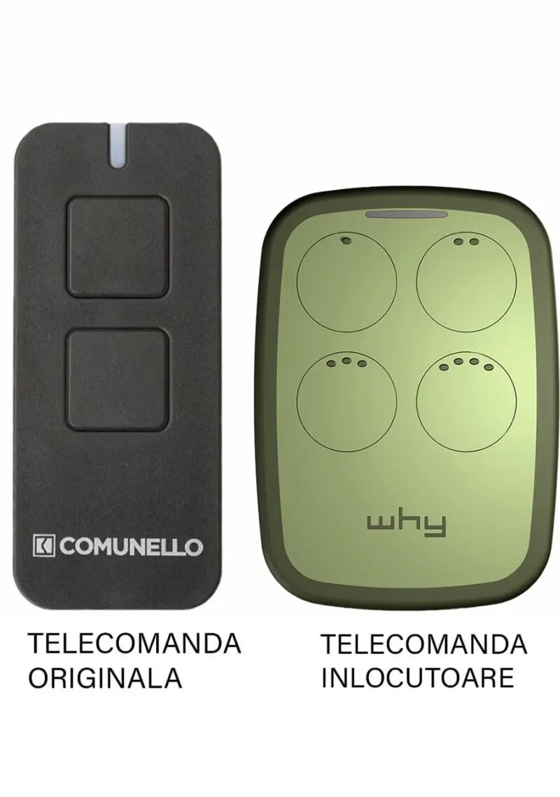 Telecomanda inlocuitoare poarta garaj cu 2 butoane rolling cod frecventa 433.92MHz Comunnelo Victor 2RC compatibila cu originalu Telecomanda inlocuitoare poarta garaj cu 2 butoane rolling cod frecventa 433.92MHz Comunnelo Victor 2RC compatibila cu originalu