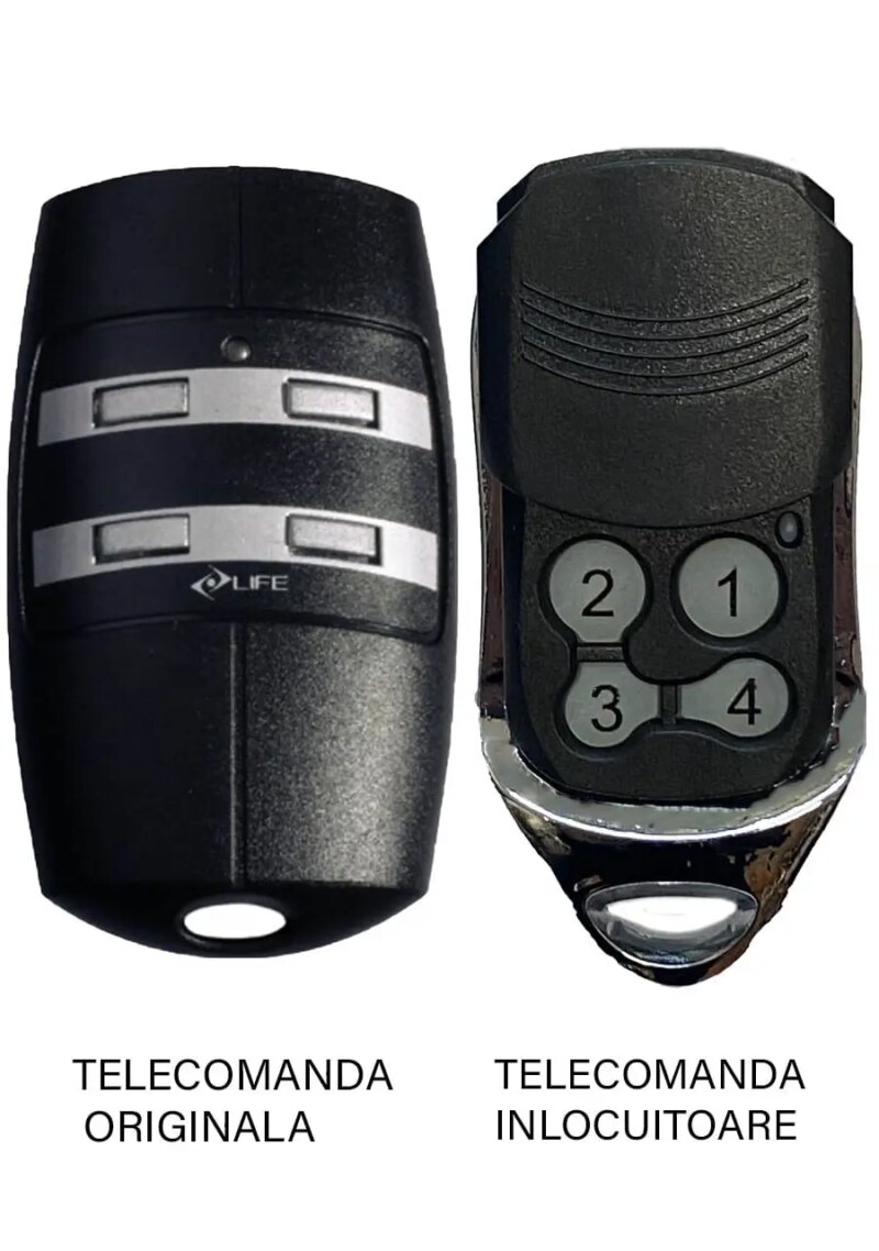 Telecomanda inlocuitoare poarta garaj Life cu 4 canale FIDO frecventa 433.92MHz Codificare LIFE Rolling Code Baterie alcalina 12