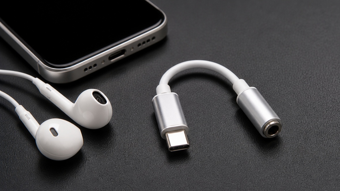 Adaptor Usb C La Jack 3.5 Mm Conectat La Telefon Modern Și Căști Audio Pentru Redare Audio Prin Usb C Fără Mufă Jack Clasică
