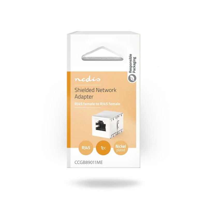 adaptor prelungire retea nedis ccgb89011me cat6 stp gigabit 8p8c rj45 mama 8p8c rj45 mama ecranat metal 1
