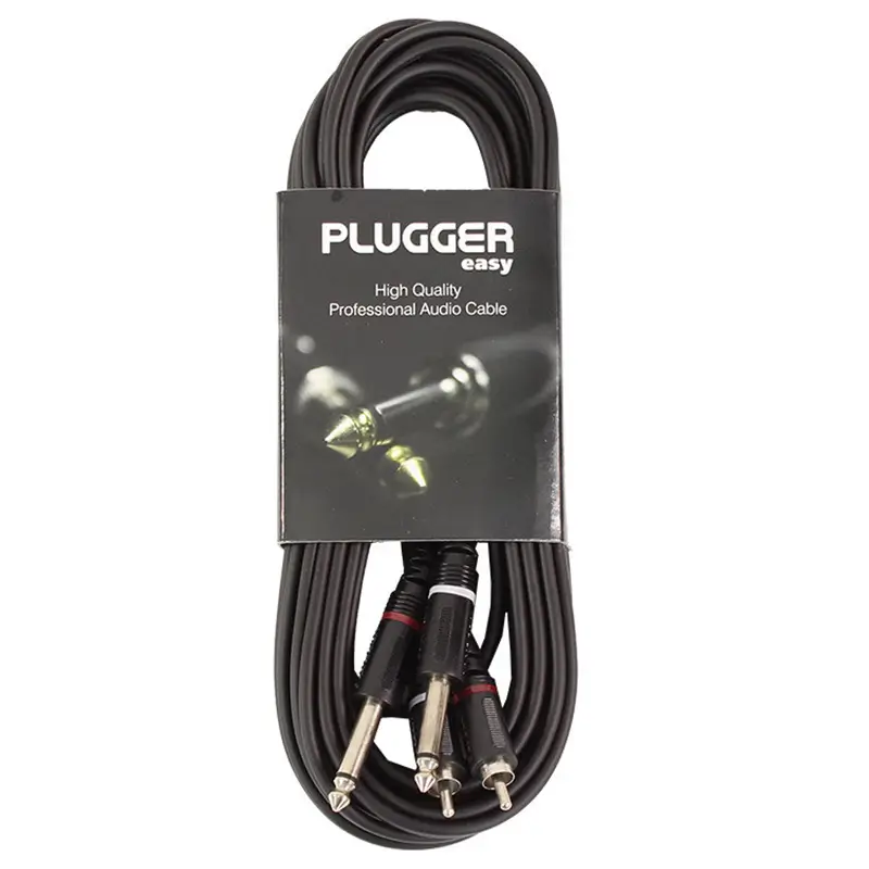 cablu audio professional 2x jack 635 mm tata mono 2x rca tata 6m plugger plu cabb rm0jmm 6m00 eas 1