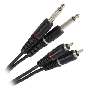 Cablu audio Professional 2x Jack 6.35 mm tata mono - 2x RCA tata 6m PLUGGER PLU CABB RM0JMM 6M00 EAS
