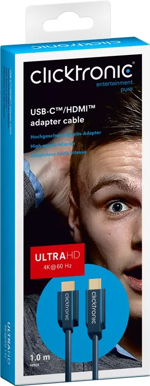 Cablu Profesional 1m USB TYPE C - HDMI Ultra HD 10Gbps 4K-60Hz cupru AWG32 aurit Clicktronic 1 Cablu Profesional 1m Usb Type C Hdmi Ultra Hd 10gbps 4k 60hz Cupru Awg32 Aurit Clicktronic