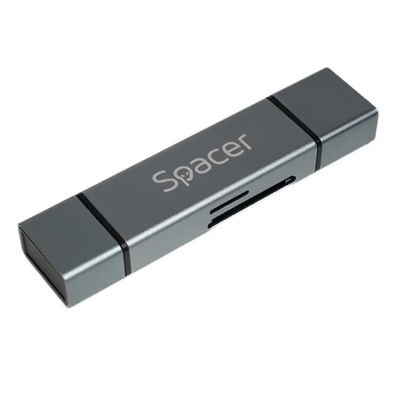 Card Reader Extern Spacer Spcr Typec Usb 01 4 In 1 Usb 20 Usb Type C Sd Micro Sd 1x Mama Usb Si Type C Aluminiu