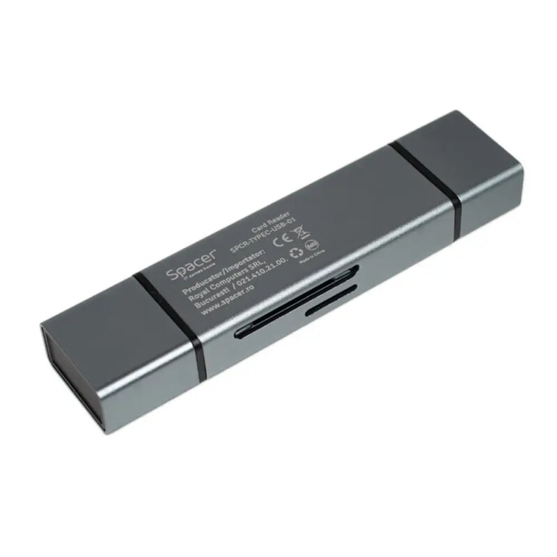 Card Reader Extern Spacer Spcr Typec Usb 01 4 In 1 Usb 20 Usb Type C Sd Micro Sd 1x Mama Usb Si Type C Aluminiu