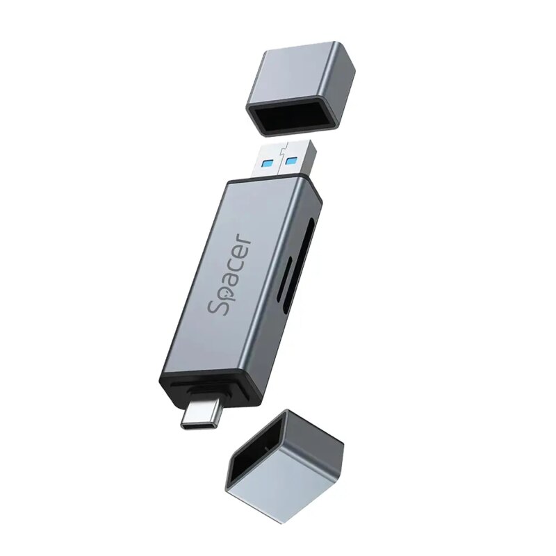 Card Reader Extern Spacer Spcr Typec Usb 01 4 In 1 Usb 20 Usb Type C Sd Micro Sd 1x Mama Usb Si Type C Aluminiu