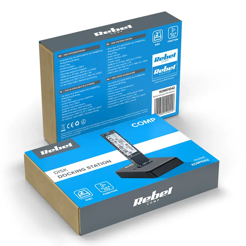 Docking Station M2 Sata Ngff M2 Nvme Pcie M Key Bm Key Plugplay 2tb Rebel Kom01042