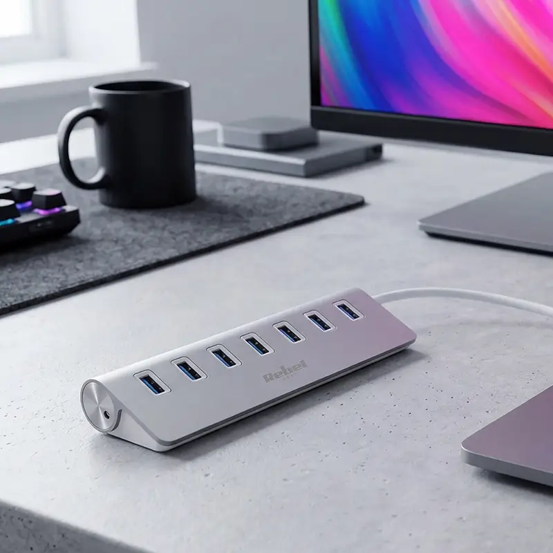 Hub Usb 30 7 Porturi Plugplay Otg Rebel Kom1091