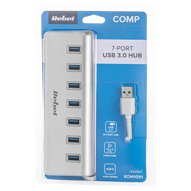 Hub Usb 30 7 Porturi Plugplay Otg Rebel Kom1091