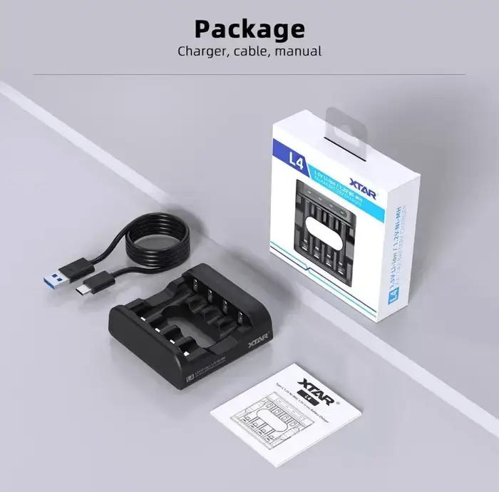Incarcator Acumulatori Li Ion Si Nimh Pentru 4 Sloturi Aa Aaa Usb C Xtar L4 Kt