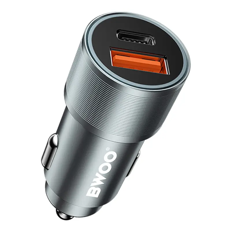 incarcator auto 12 24v 38w 1x usb c pd 20w 1x usb a qc 18w bwoo bo cc73 2