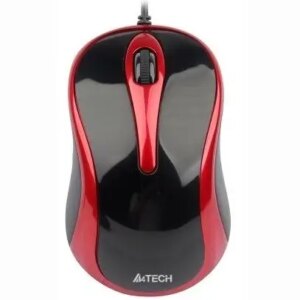 Mouse A4tech N-350-2 cu fir USB optic 1000dpi butoane/scroll 3/1 negru/rosu