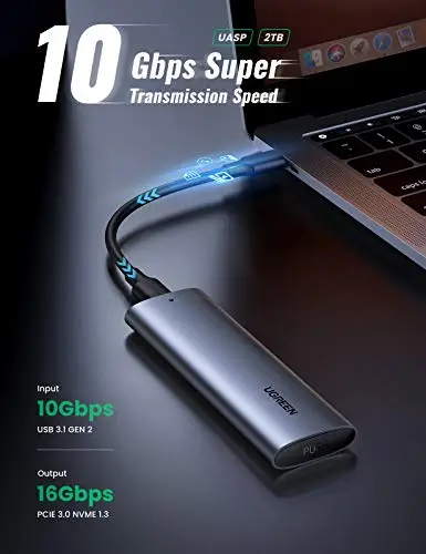 rack extern ugreen cm400 10902 ssd m2 nvme pcie compatibile cu form factor 2280 2260 2242 2230 cablu 50cm usb c tata tata 3