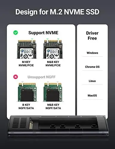 rack extern ugreen cm400 10902 ssd m2 nvme pcie compatibile cu form factor 2280 2260 2242 2230 cablu 50cm usb c tata tata 4