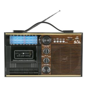 Radio portabil retro cu casetofon Radio 11 benzi /USB-MP3 /Bluetooth / SD SAL RRT 11B