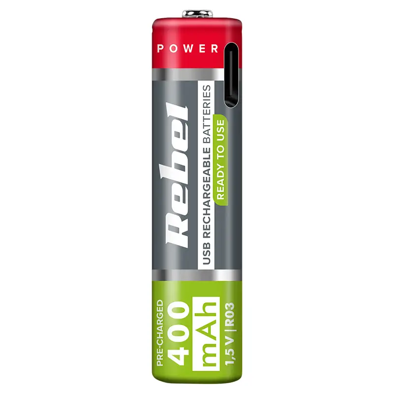 Set 2 Acumulatori Rebel Li I0n Aaa R3 400mah 15v Usb C Bat2015