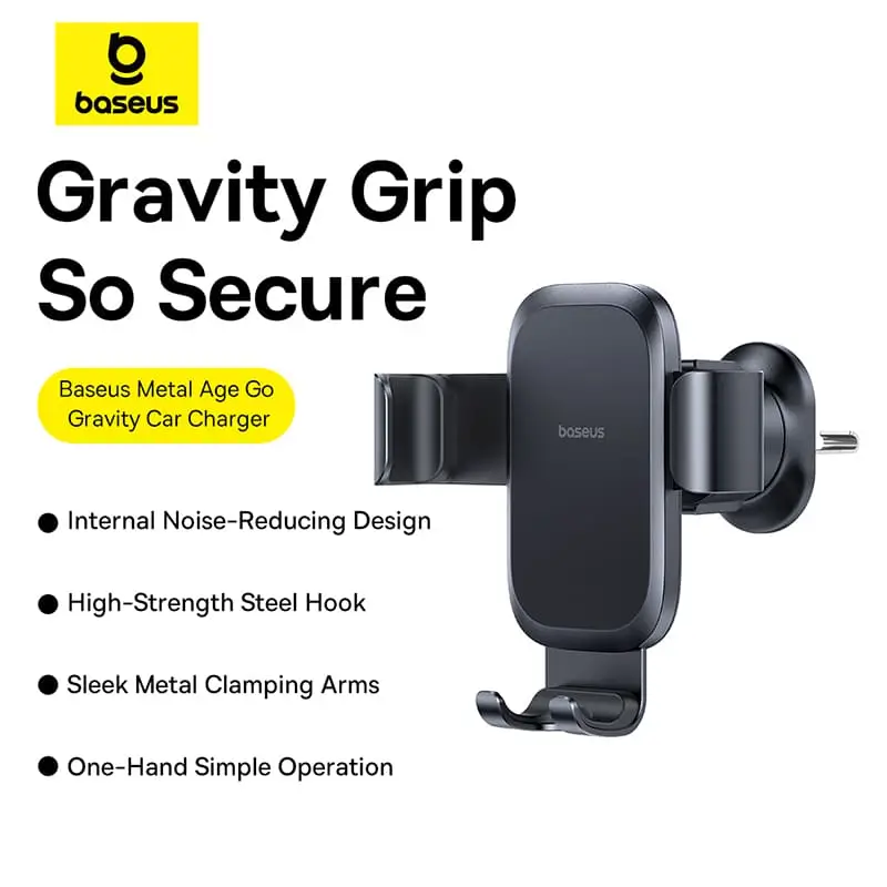 suport auto baseus metal age gravity c40478701123 00 fixare in grilaj ventilatie negru 1