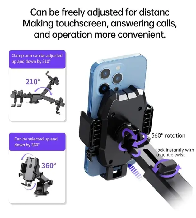 Suport Auto Universal Pentru Telefon Prindere Pe Bord Parbriz Sau Ventilatie Brat Telescopic H043 Choetech