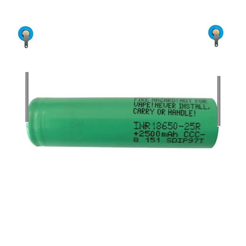 Acumulator 18650 3.6V LI-ION 2500mA 20A Samsung cu lamele sudate un U INR18650-25R-U-2 Acumulator 18650 3.6V LI-ION 2500mA 20A Samsung cu lamele sudate un U INR18650-25R-U-2