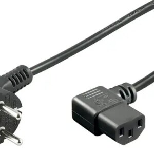 Cablu alimentare PC 2m CEE 7/7 cotit 90 la IEC320-C13 mama cotit 90 negru H03VV-F3G 0.75mm conductor cupru