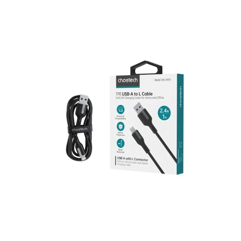 Cablu Usb 20 A Tata Lightning Choetech Xal 0003 Bk 1m 24a Silicon Negru