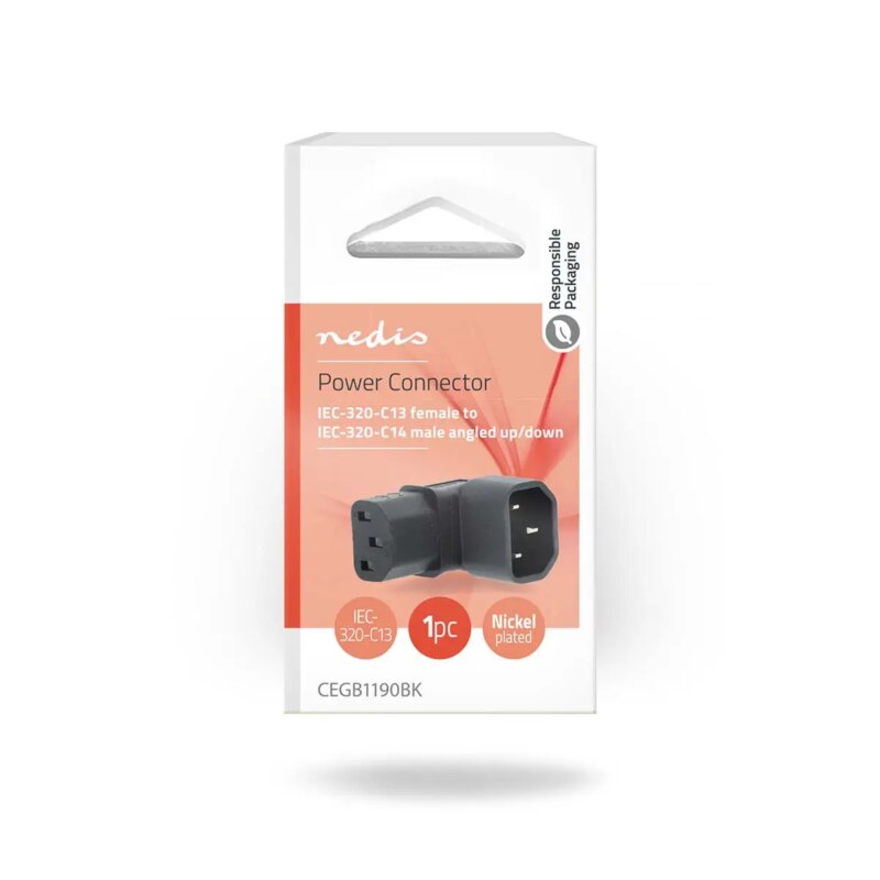 Conector alimentare IEC-320-C13 - IEC-320-C14 cotit 90 Nedis CEGB1190BK 3 conector alimentare iec 320 c13 iec 320 c14 cotit 90 nedis cegb1190bk 3