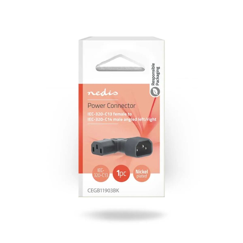 Conector Alimentare Iec 320 C13 Iec 320 C14 Cotit Nedis Cegb11903bk