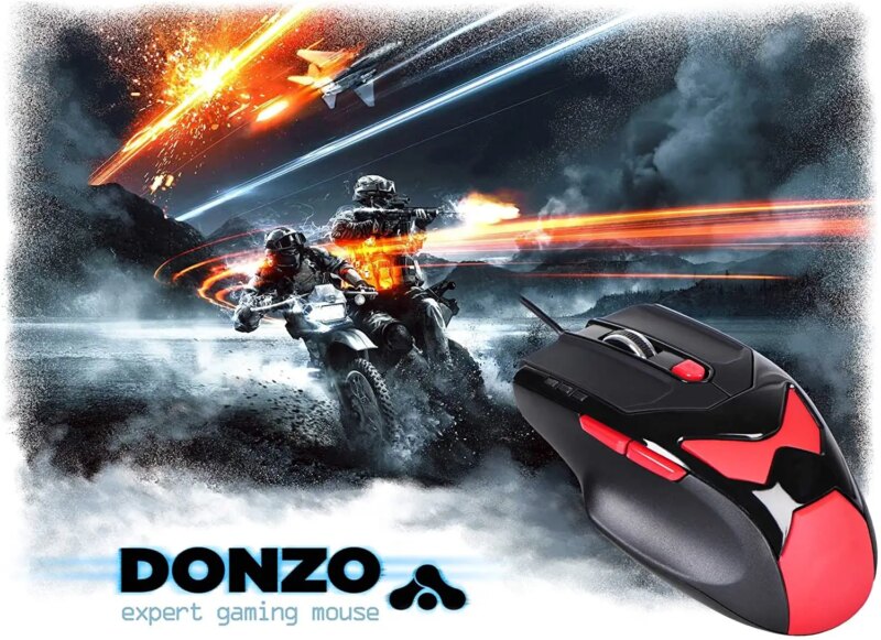 gaming mouse laser usb 800 1200 2100 3400dpi 6 butoane 76g cu 4x42g greutati interschimbabile donzo do959 bl 1