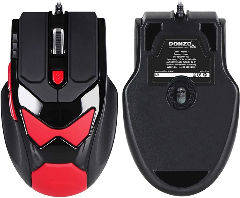 gaming mouse laser usb 800 1200 2100 3400dpi 6 butoane 76g cu 4x42g greutati interschimbabile donzo do959 bl 3