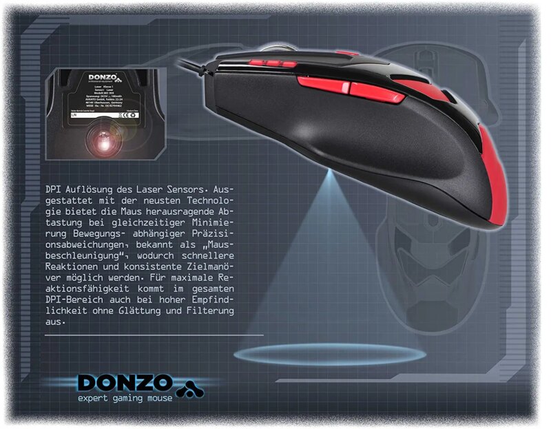 gaming mouse laser usb 800 1200 2100 3400dpi 6 butoane 76g cu 4x42g greutati interschimbabile donzo do959 bl 6