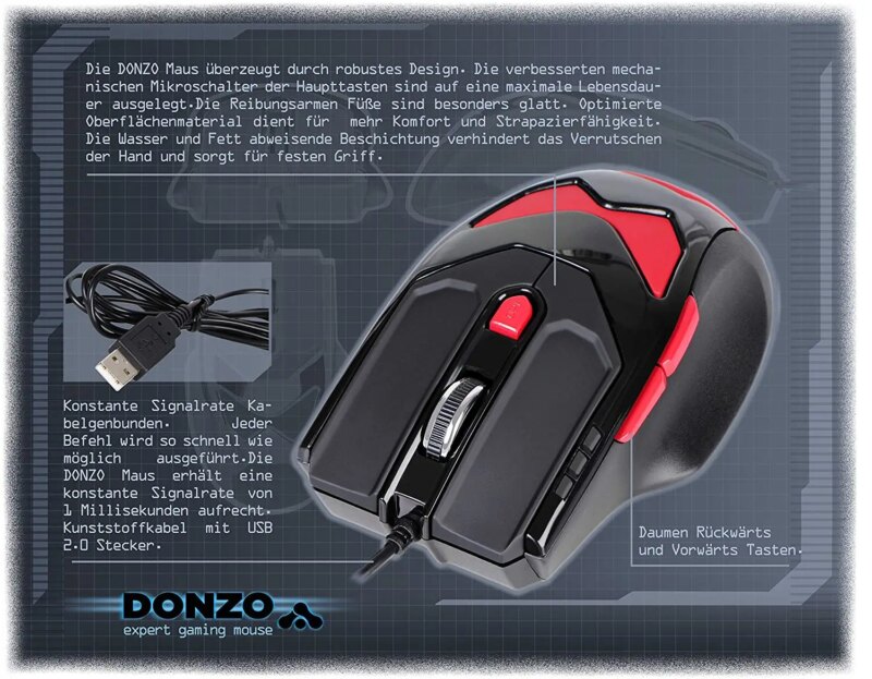 gaming mouse laser usb 800 1200 2100 3400dpi 6 butoane 76g cu 4x42g greutati interschimbabile donzo do959 bl 7