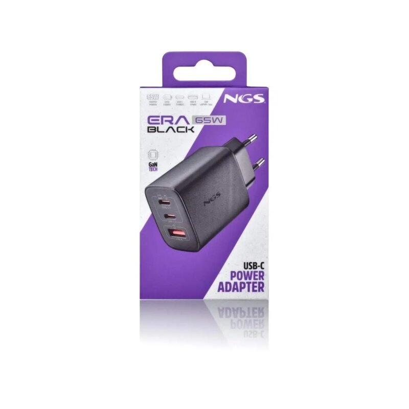 incarcator retea ngs era 65w 2x usb c pd 65w 1x usb a qc30 18w negru 2