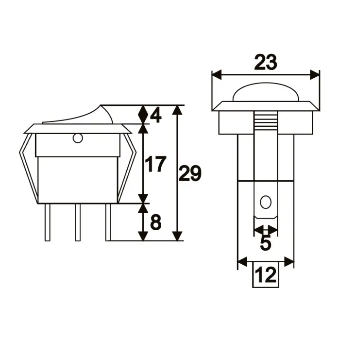 Interupator Basculant 1 Circuit 3 Pini 12v 16a Off On Led Verde Cu Retinere M N C 09042zo