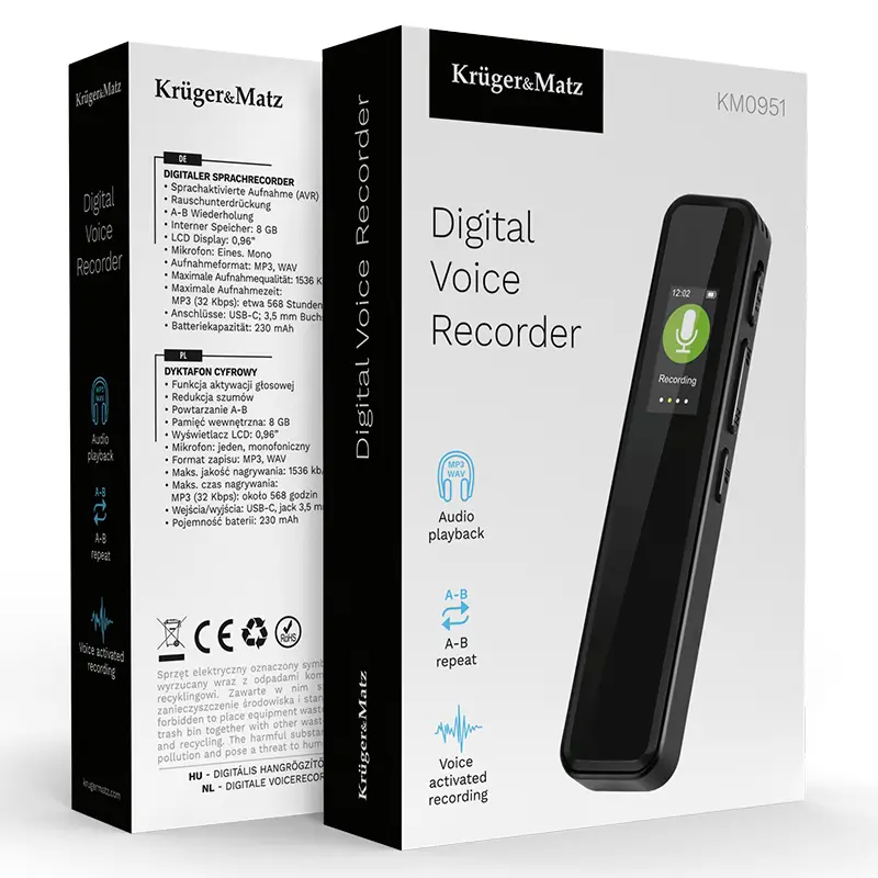 Reportofon DIGITAL 8GB 230mAh Kruger&Matz KM0951 7 Reportofon Digital 8gb 230mah Krugermatz Km0951
